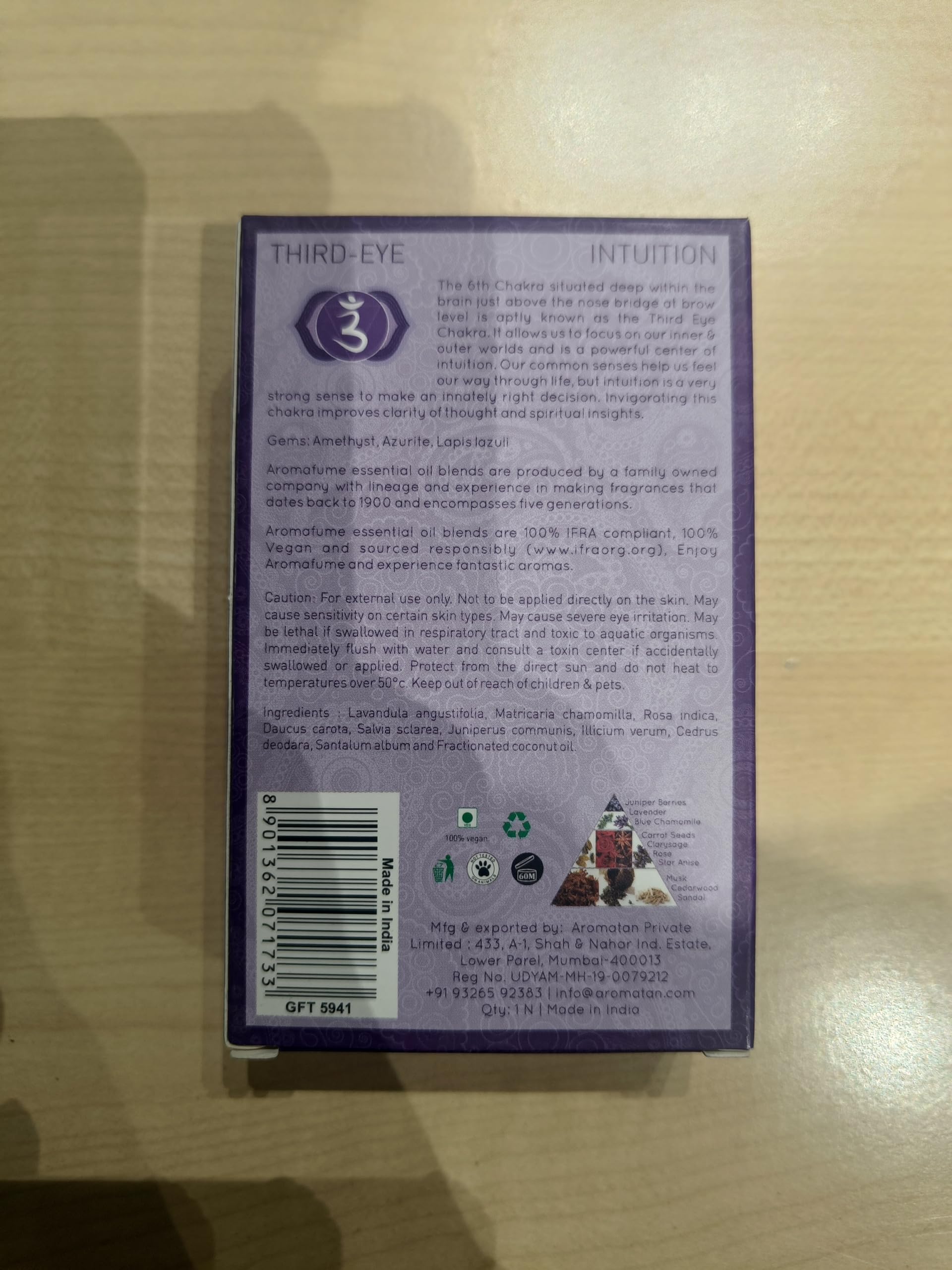 Aromafume Ajna moment-pratique méditation, harmonie intérieure.
