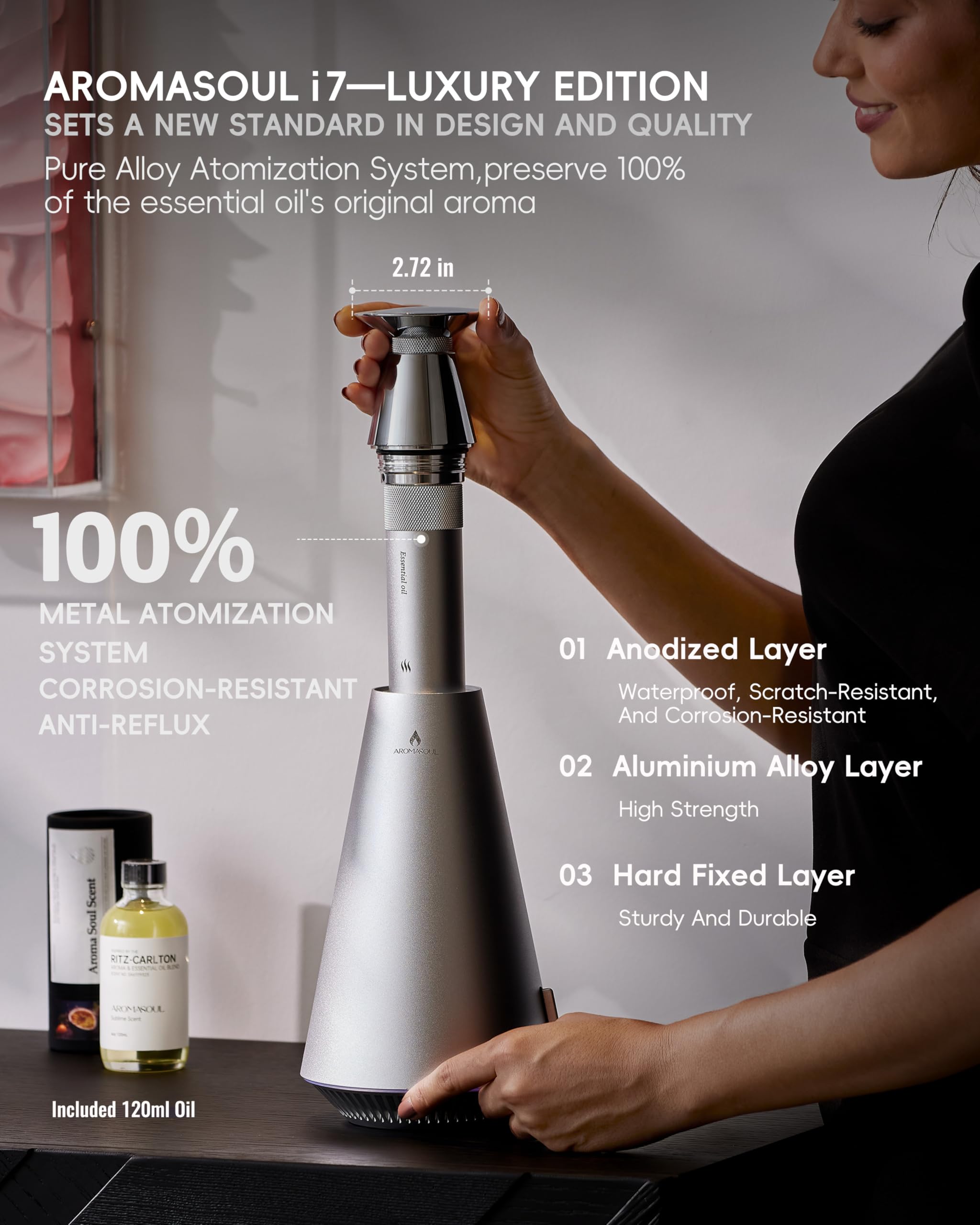 AROMASOUL flacon huile essentielle 120 ml prêt à l’emploi pour parfum d’ambiance.