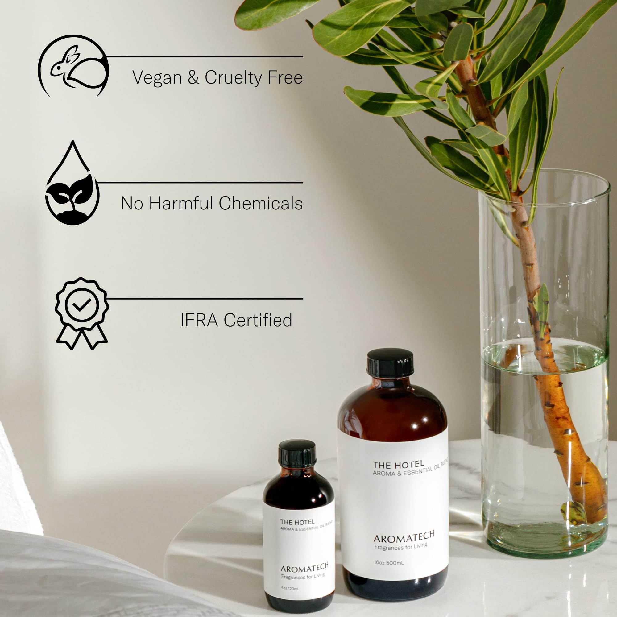 AromaTech Hôtel bouteille 500 ml, praticité et diffusion prolongée.