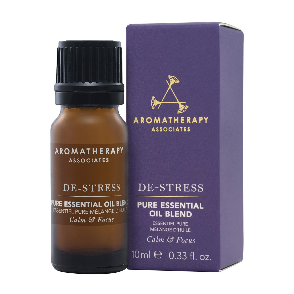 Aromatherapy Associates De-Stress, bouteille versement: rituel apaisant pour calmer l'esprit.