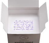 AROMATIKA Midnight Jasmine en verre bleu; parfum florale durable pour soirées tranquilles.