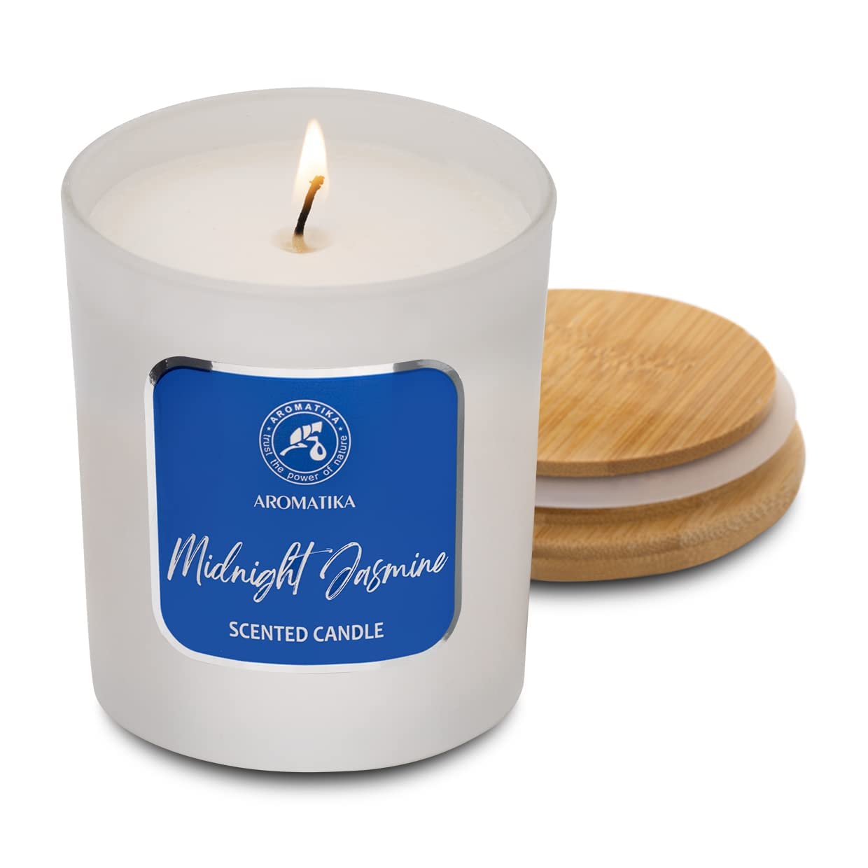 AROMATIKA bougie aromathérapie Midnight Jasmine; cire de soja pour une lueur douce.