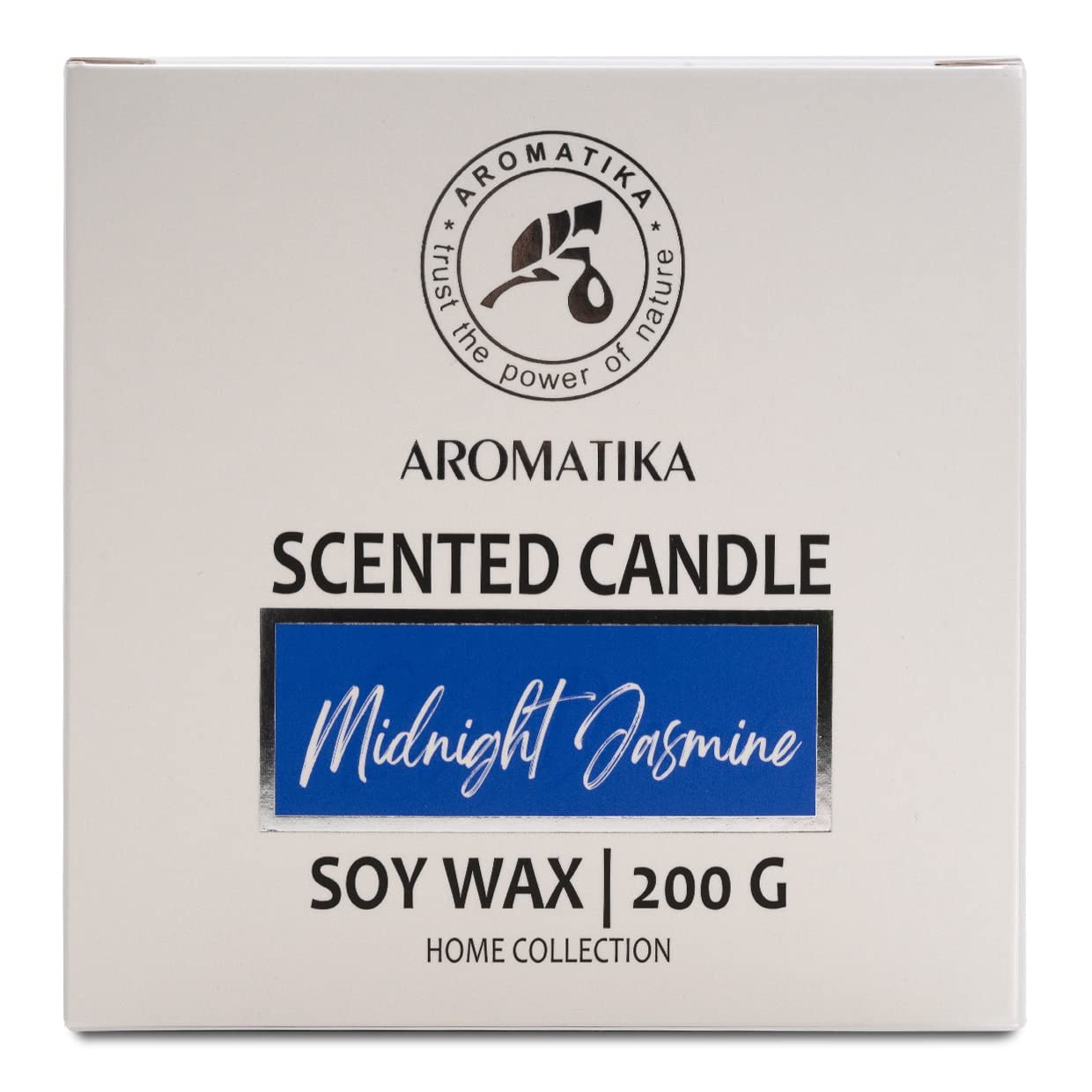 AROMATIKA Midnight Jasmine; cire naturelle, parfum bleu floréal pour douceur.