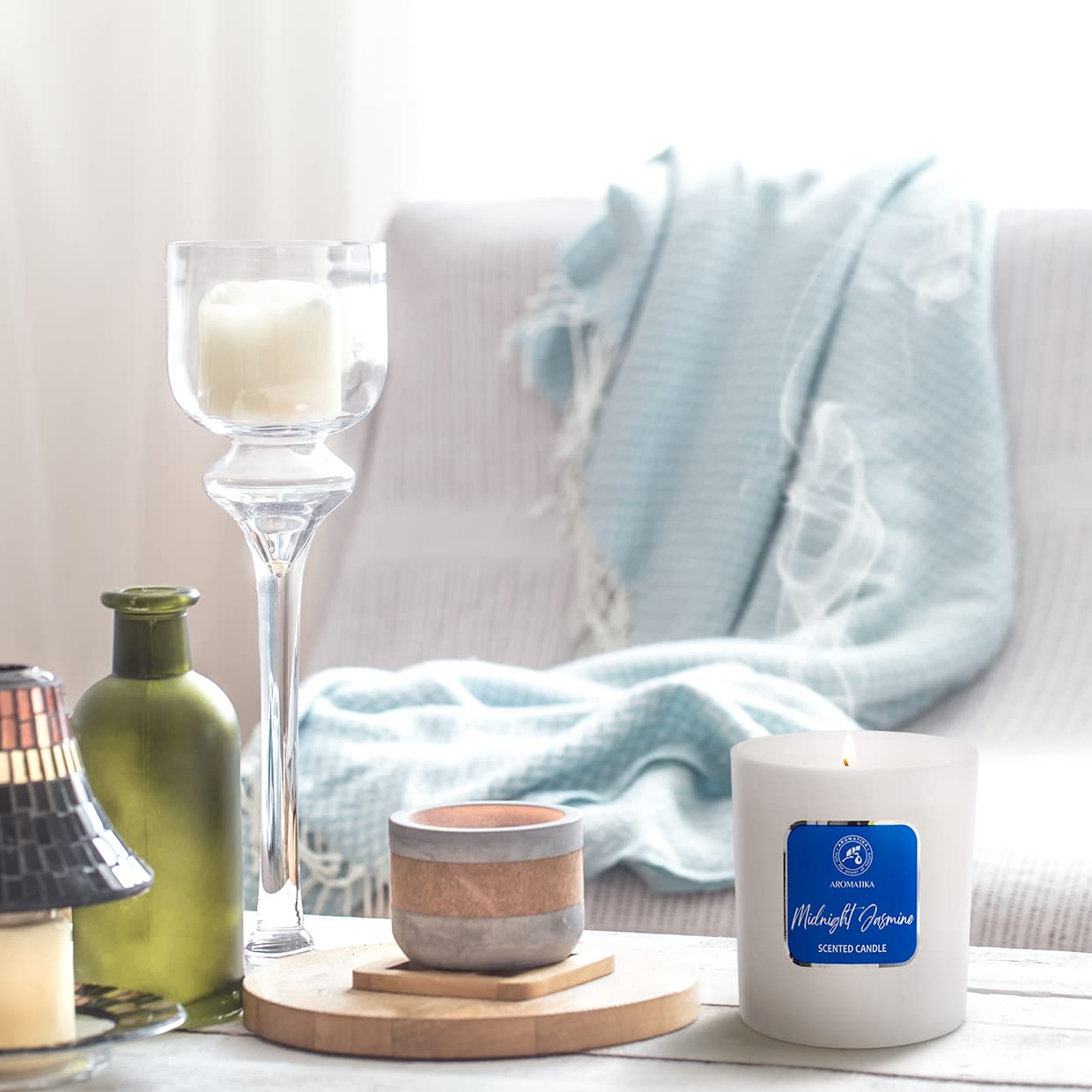 AROMATIKA verre transparent Midnight Jasmine; parfum floral pour détente nocturne.