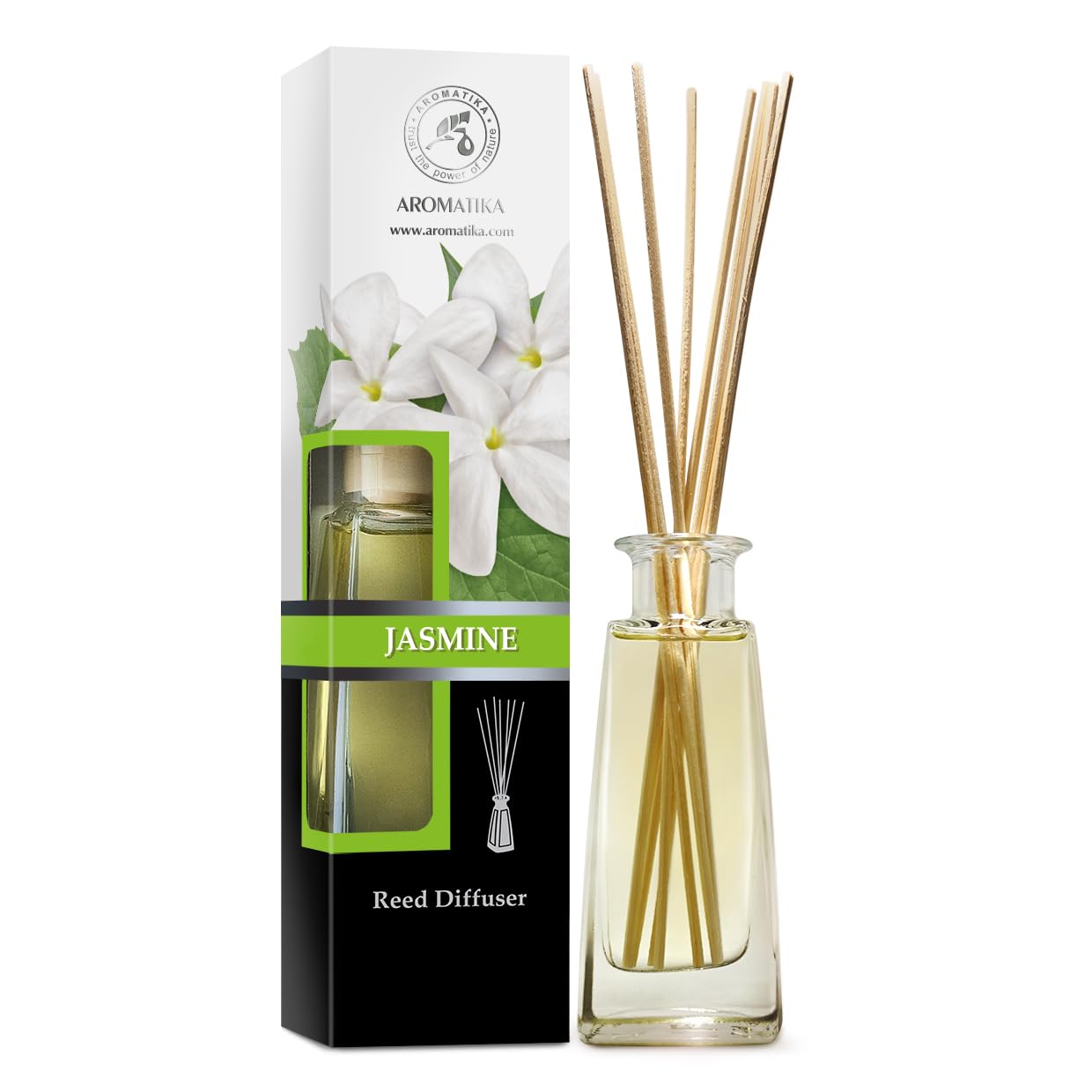 AROMATIKA Diffuseur Jasmine – bouteille élégante pour parfum durable dans le salon