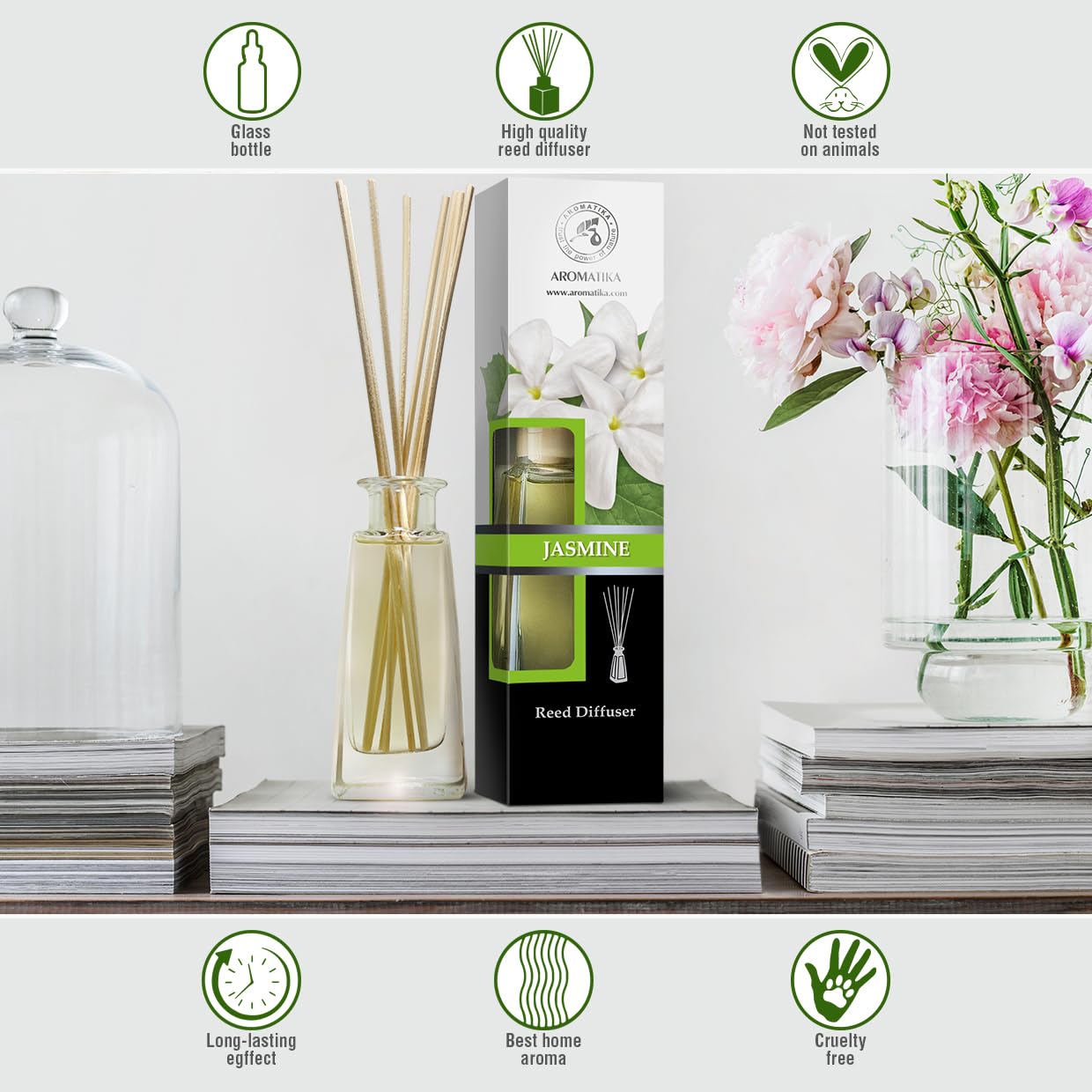 AROMATIKA Diffuseur Jasmine – étiquette produit et design élégant