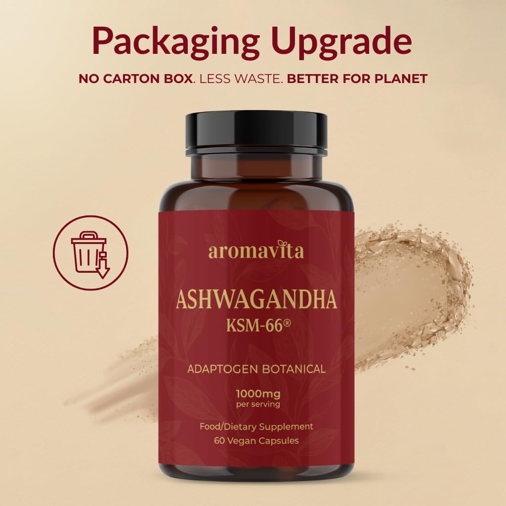 AROMAVITA Ashwagandha: emballage vert respectueux de l'environnement.