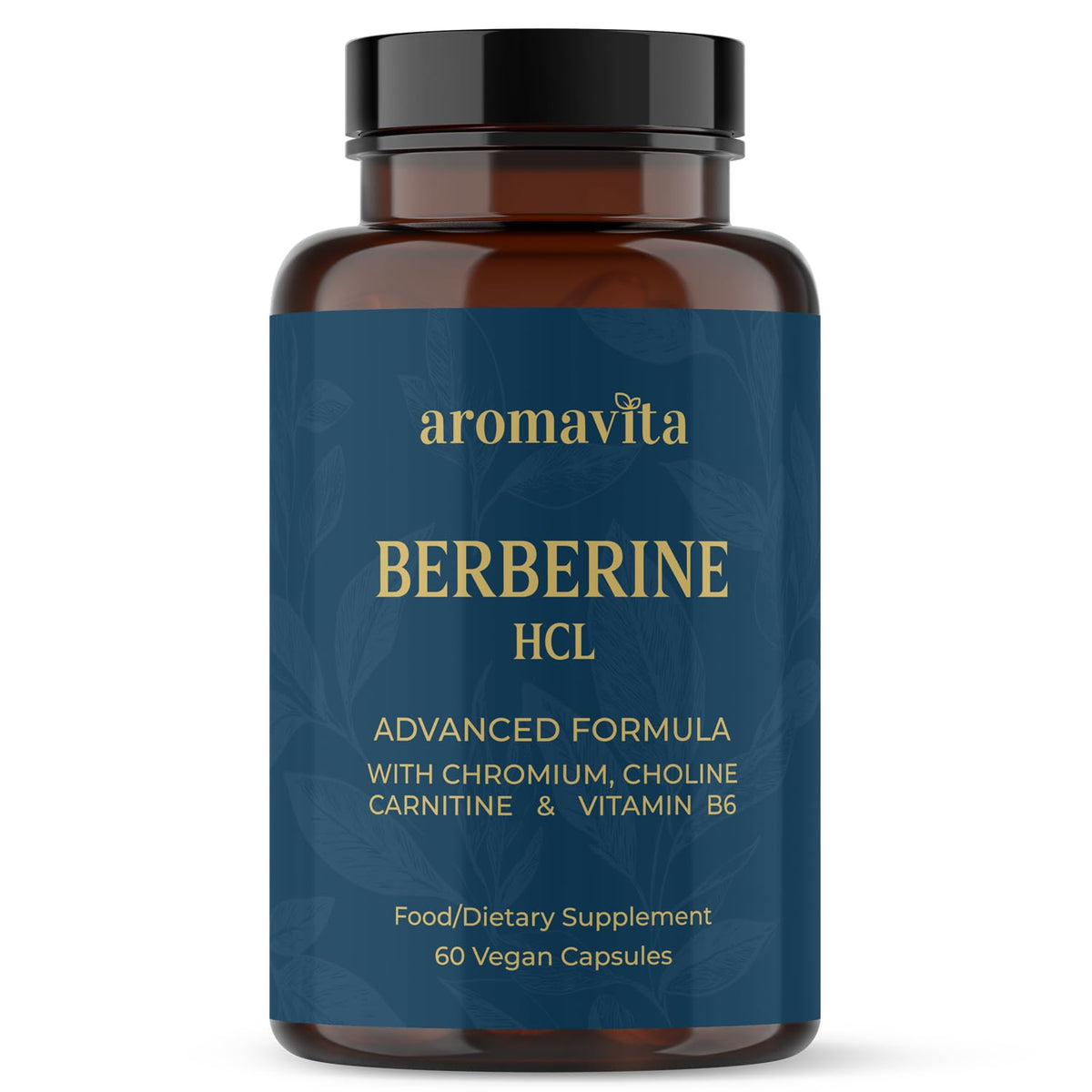 AROMAVITA Berberine HCL Rebersa – bouteille visible et emballage soigné, soutien métabolique potentiel.