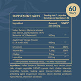 AROMAVITA Berberine HCL Rebersa – dosage facile à repérer sur l’emballage.