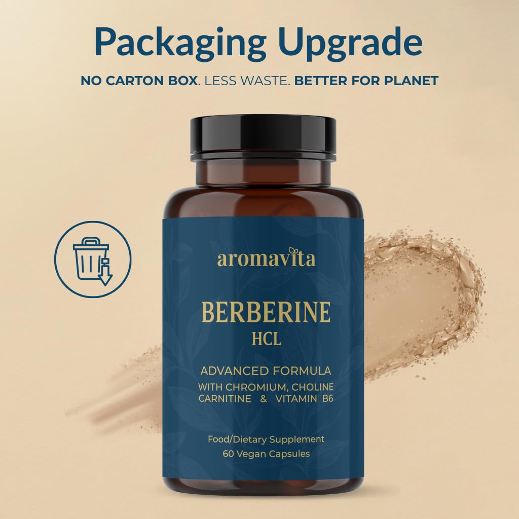 AROMAVITA Berberine HCL Rebersa – ingrédients clés listés en sécurité et traçabilité.