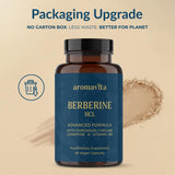 AROMAVITA Berberine HCL Rebersa – ingrédients clés listés en sécurité et traçabilité.
