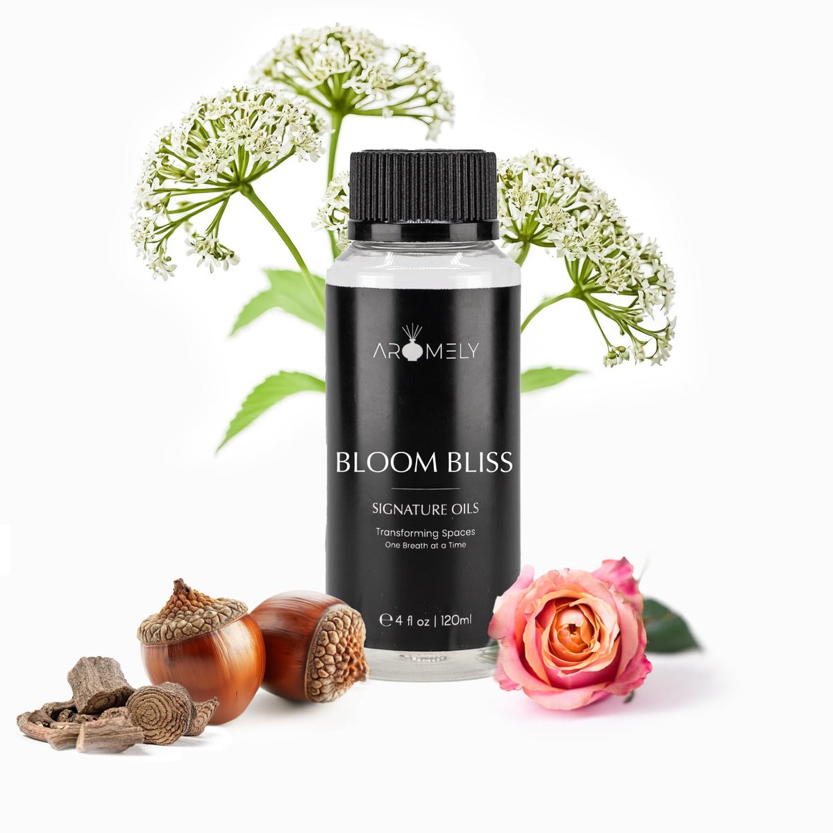 Aromely Bloom Bliss : bouteille d'huile diffuseur 120 ml pour une senteur raffinée à domicile.