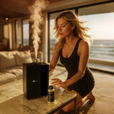 Diffuseur Aromely au design noir élégant pour intérieur moderne.