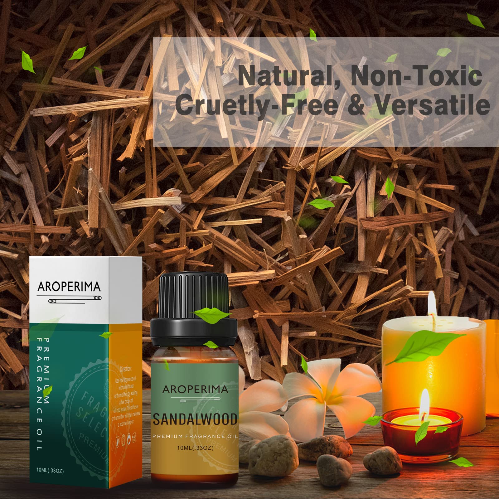 AROPERIMA bougie parfumée au bois de santal, artisanale