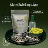 Goût pomme verte acidulée, Arrae Tone Gummies, parfait pour votre rituel quotidien.