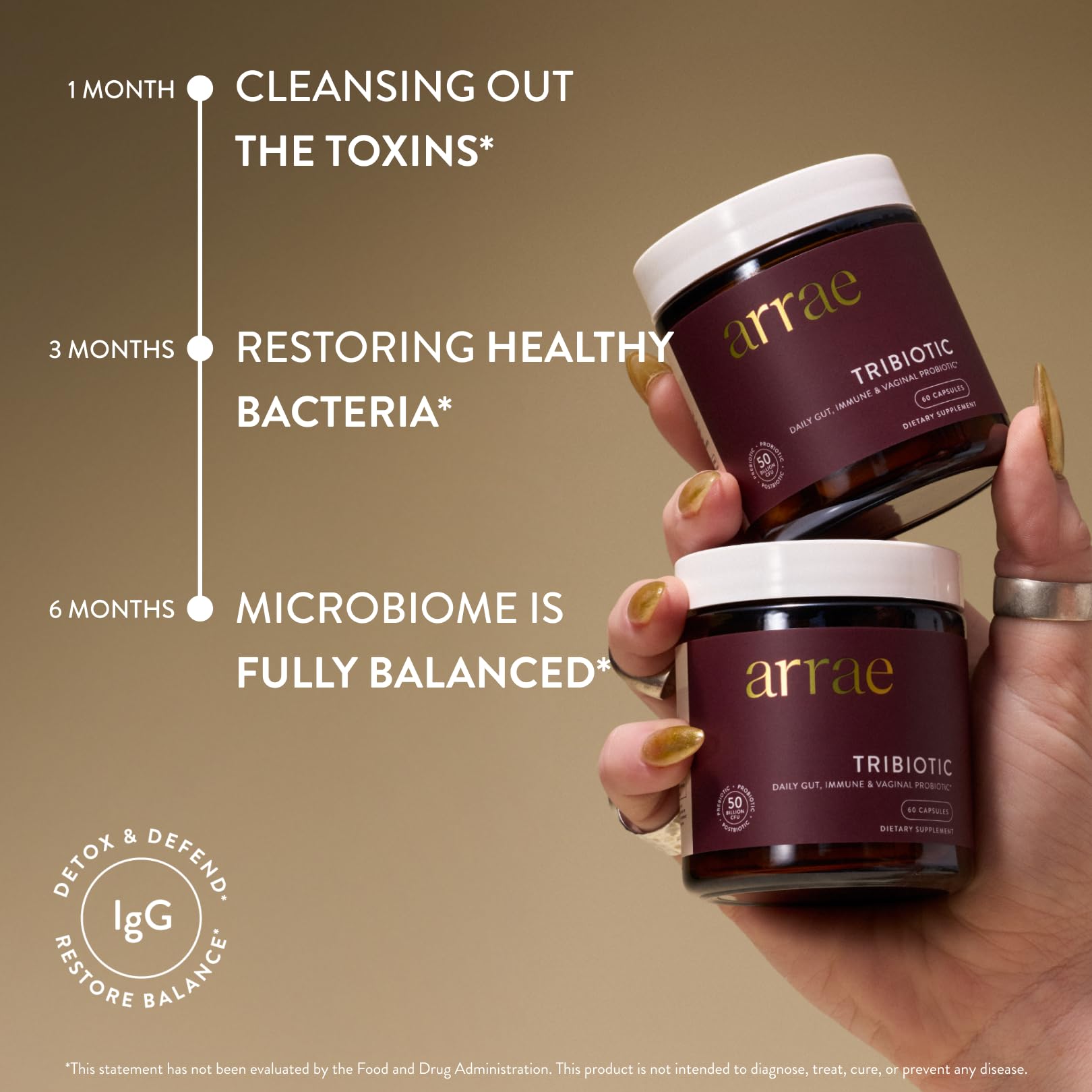 Arrae Tribiotic détail probiotiques présentant les 8 souches.