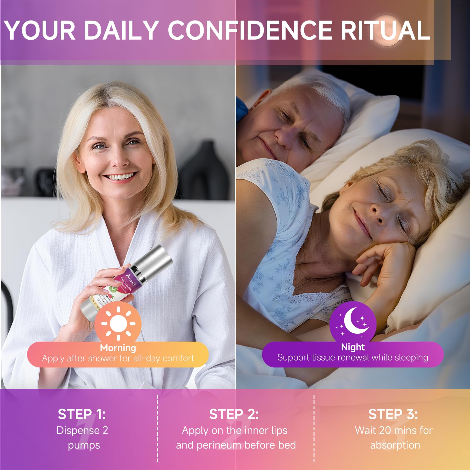 Arthcal Crème Estriol, application simple matin et soir.