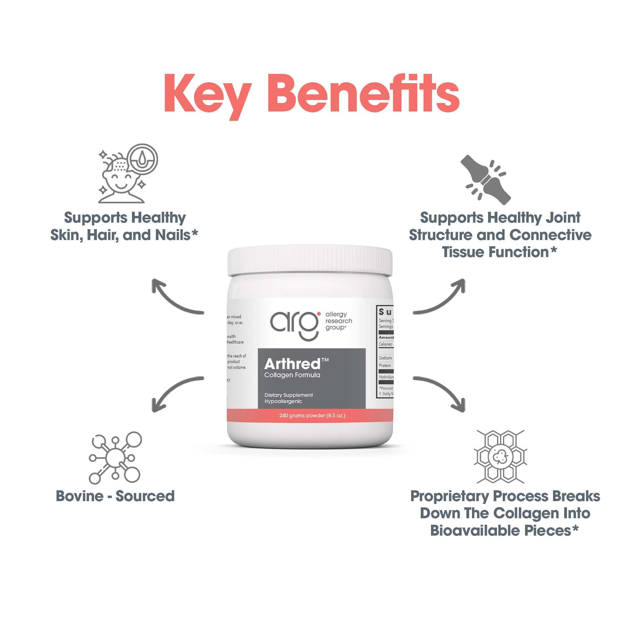 Allergy Research Group Arthred Poudre Collagene - absorption facilitée grâce à l'hydrolyse.