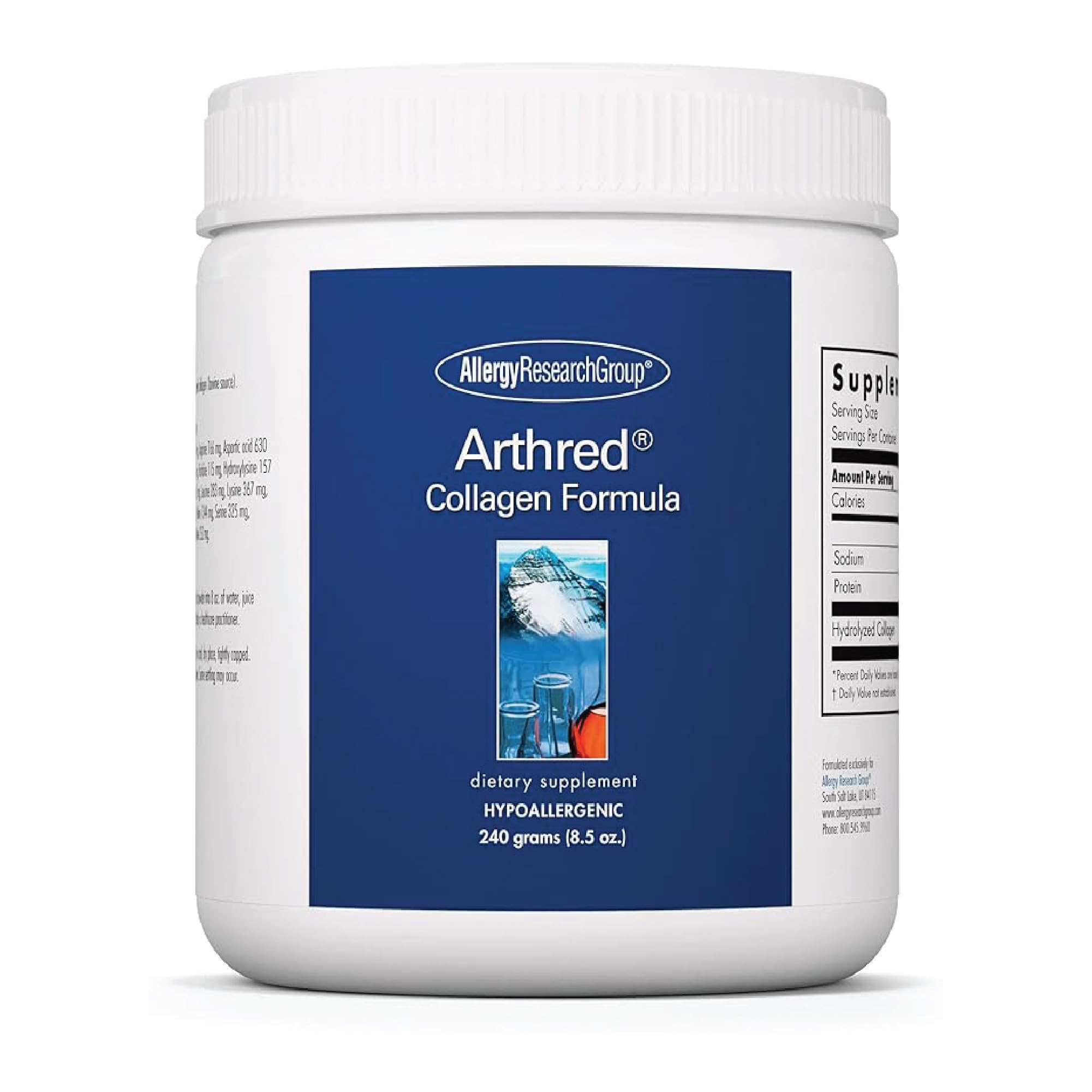 Allergy Research Group Arthred Poudre Collagene - bouteille prête à soutenir articulation et peau.