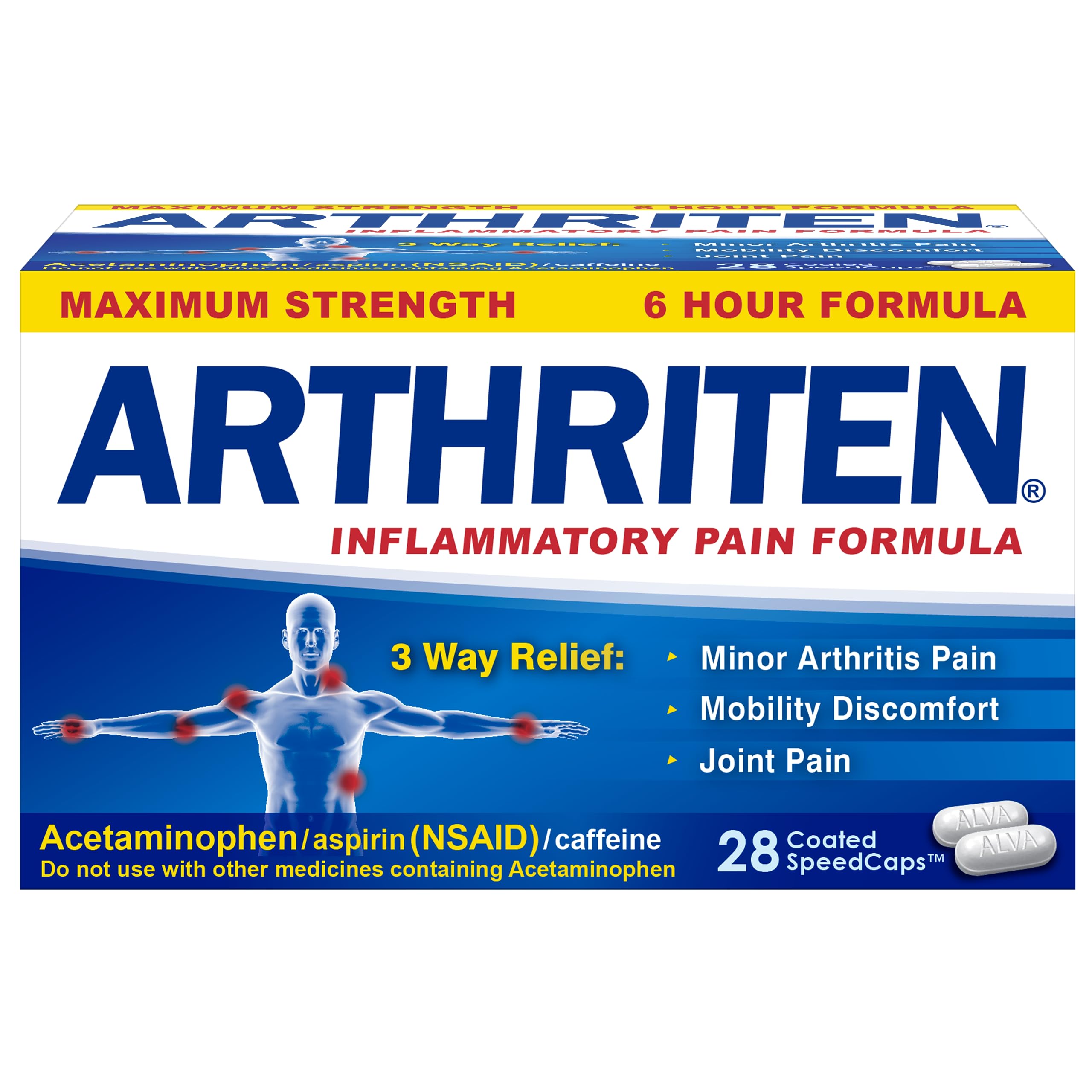 Arthriten caplets - vue bouteille pour une prise pratique et rapide