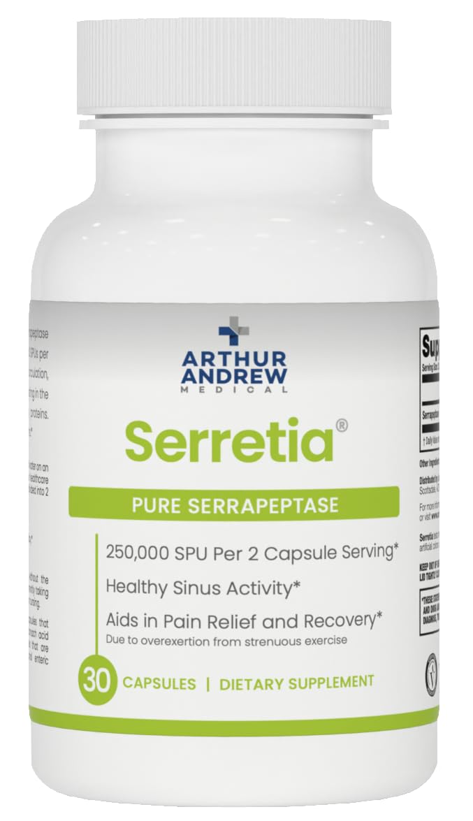 Arthur Andrew Medical Serretia bouteille 30 capsules, soutien potentiel apres effort