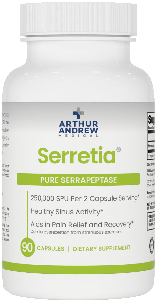 Serretia d'Arthur Andrew Medical, bouteille 90 gélules, soutien possible après effort.