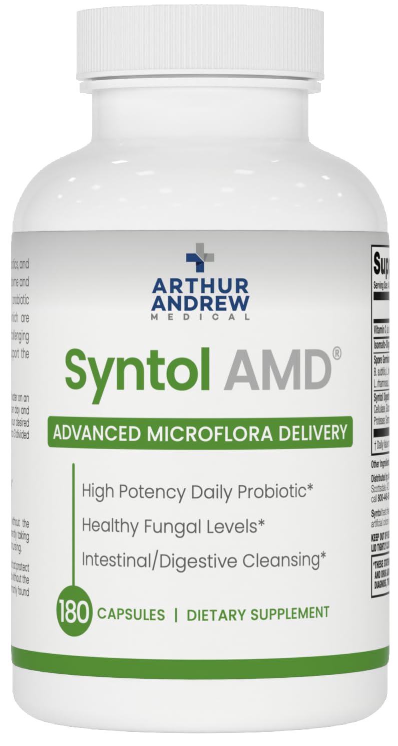 Arthur Andrew Medical Syntol, bouteille de probiotiques, soutien possible à la flore intestinale