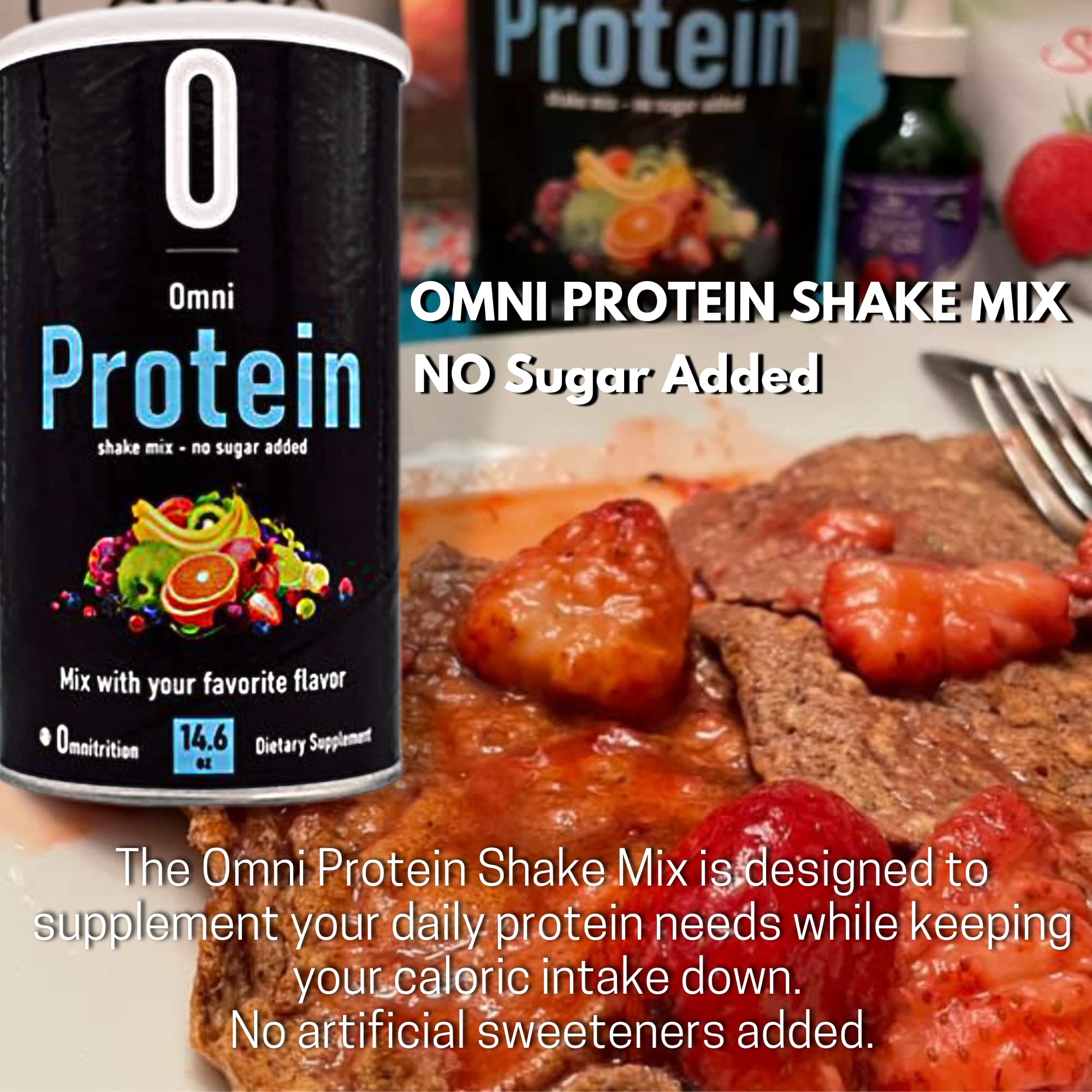 Verre avec Omni Protein Shake, pret a etre deguste après preparation.