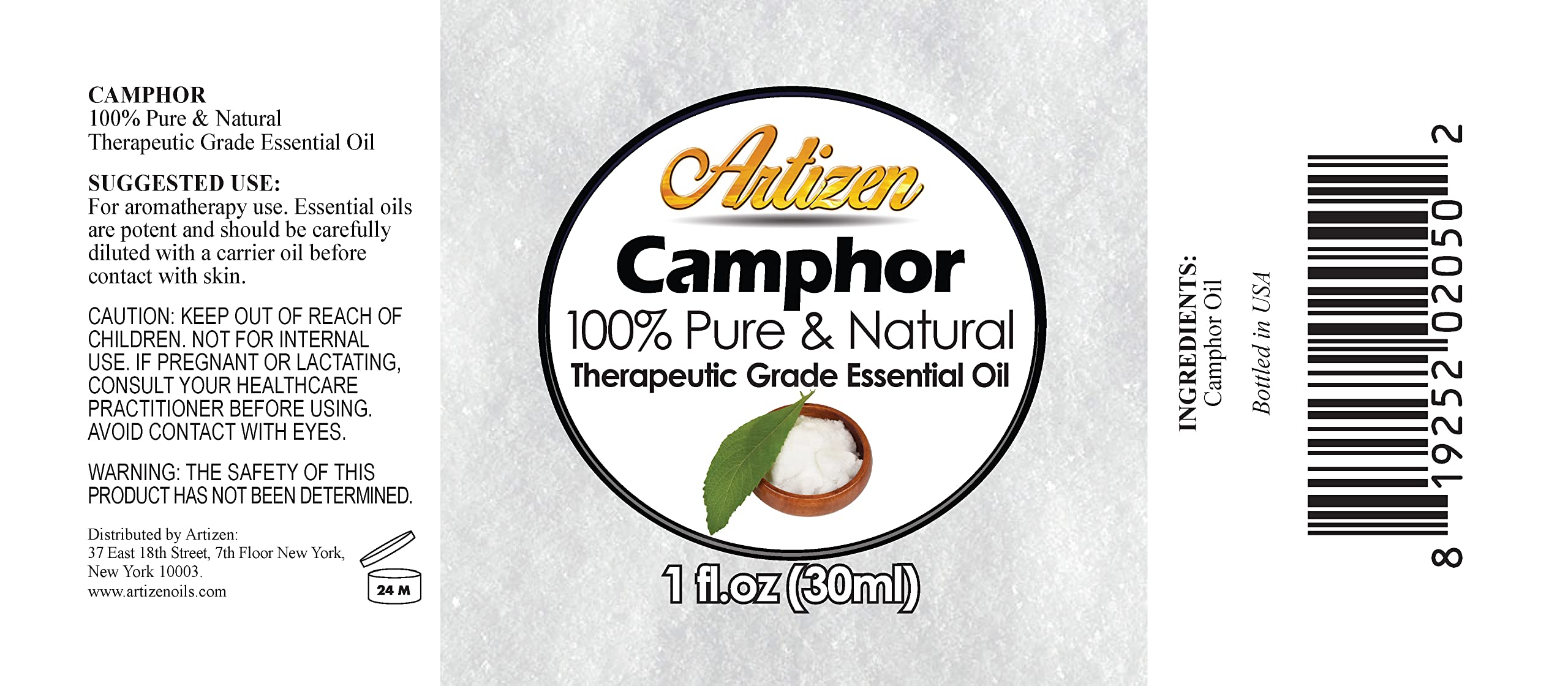 Artizen camphre huile essentielle flacon en verre protégé contre la lumière