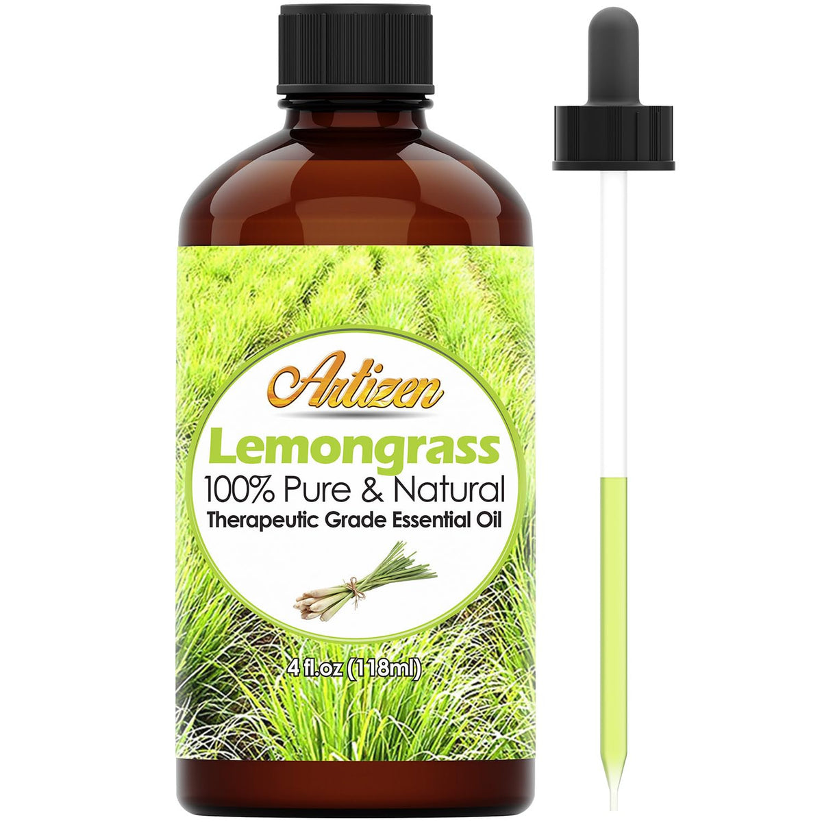 Artizen Citronnelle: bouteille-pipette, huile pure prête pour diffusion aromatique.