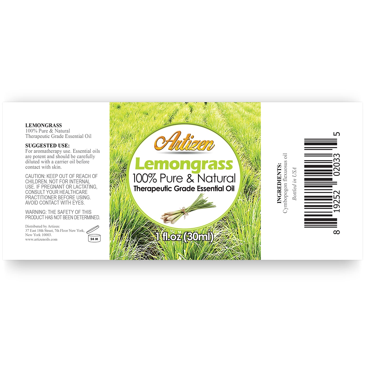 Artizen Citronnelle en flacon ambré, usage domestique pratique et sûr.