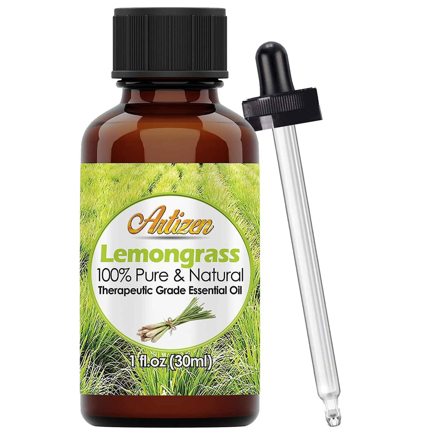 Artizen Citronnelle en bouteille verre ambre avec pipette, diffusion facile.