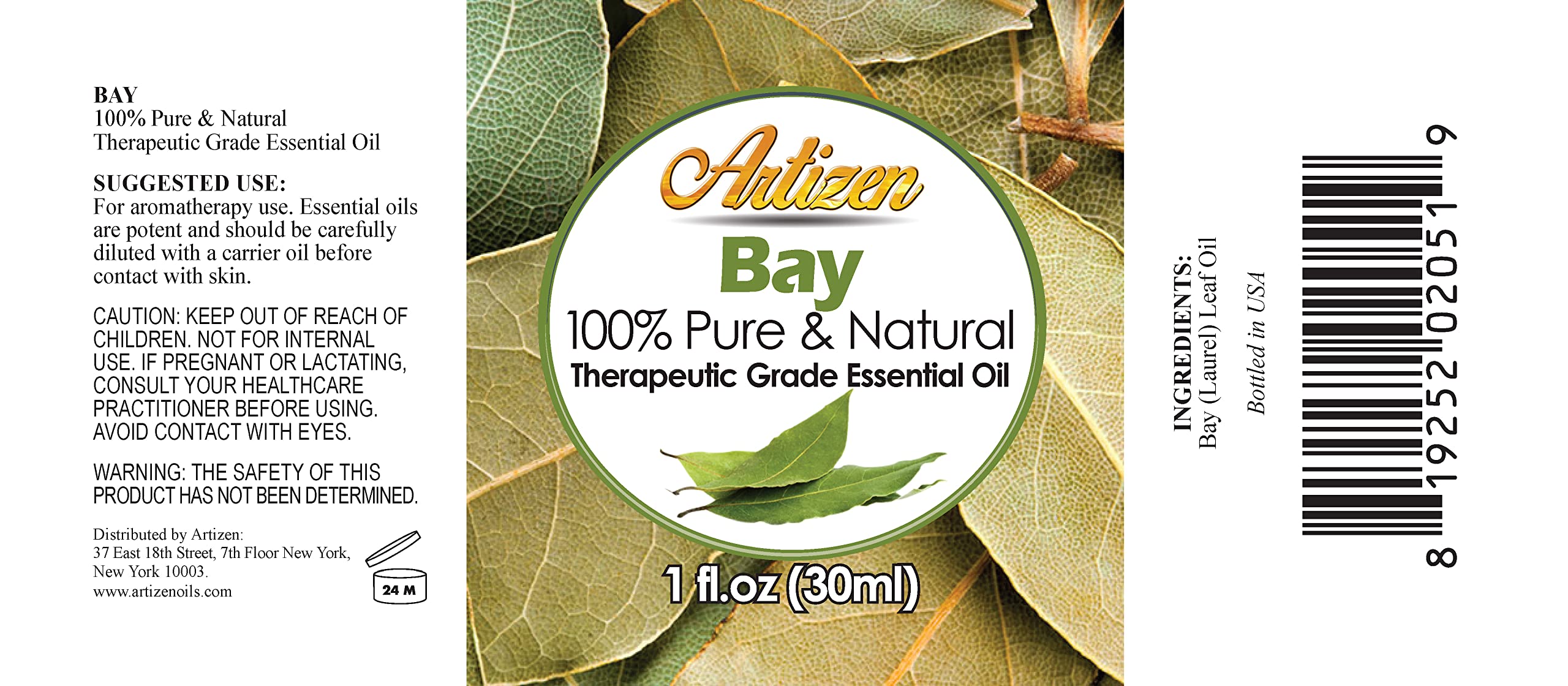 Artizen huile de laurier 30ml, pureté élevée, usage quotidien recommandé.