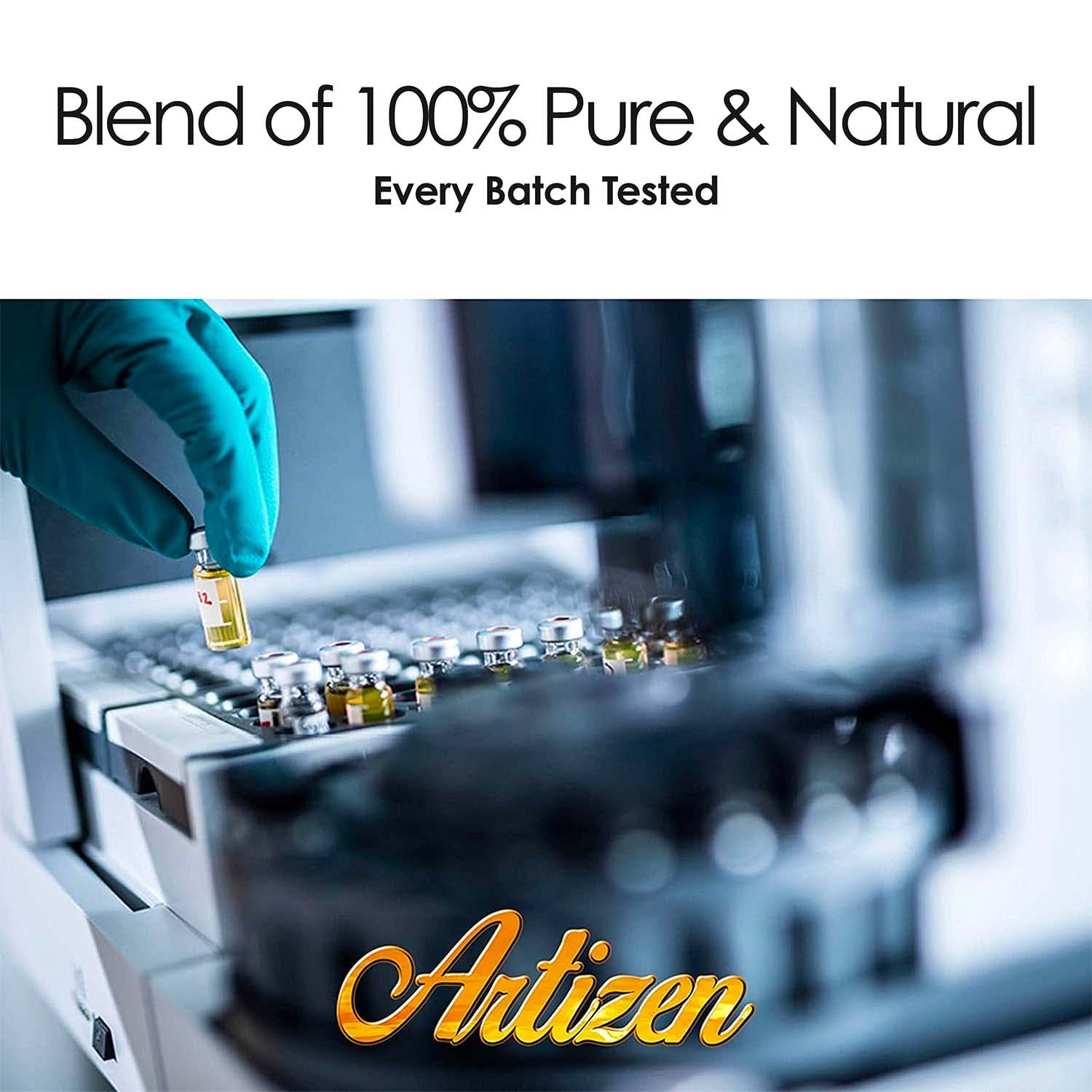 Étiquette Artizen Patchouli, guide clair pour l’utilisation du produit.