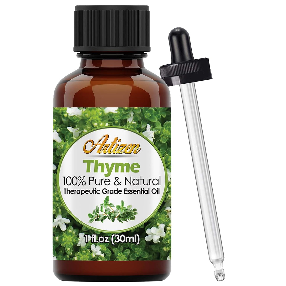 Artizen thym – bouteille en verre ambré préserve le parfum et la pureté.