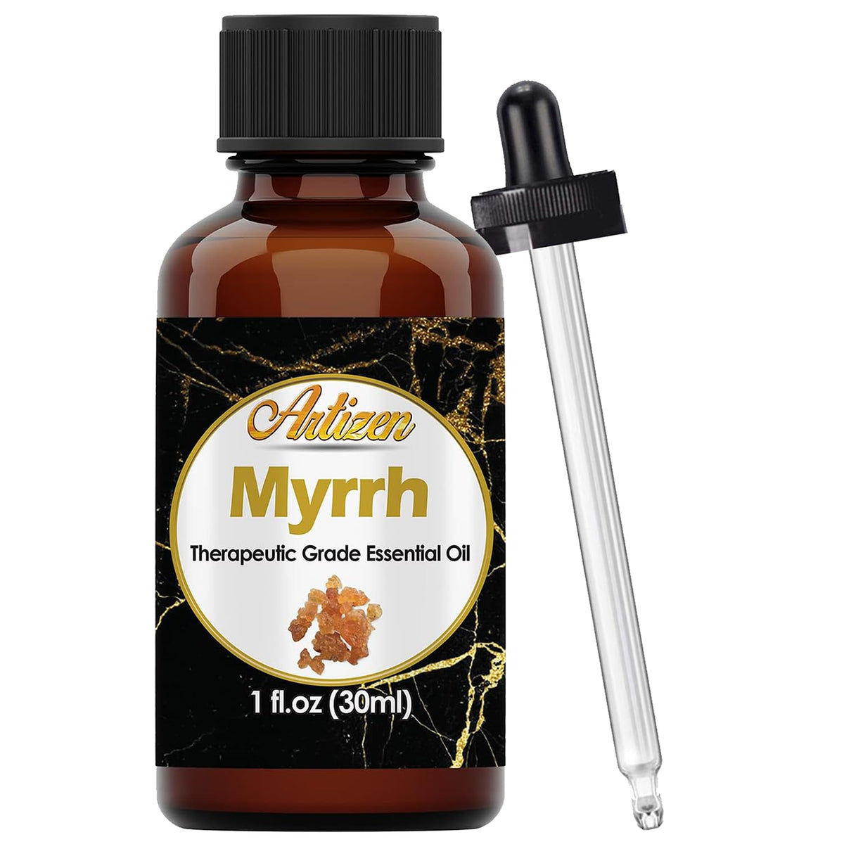 Artizen huile essentielle de myrrhe, bouteille-pipette, parfaite pour la relaxation olfactive.