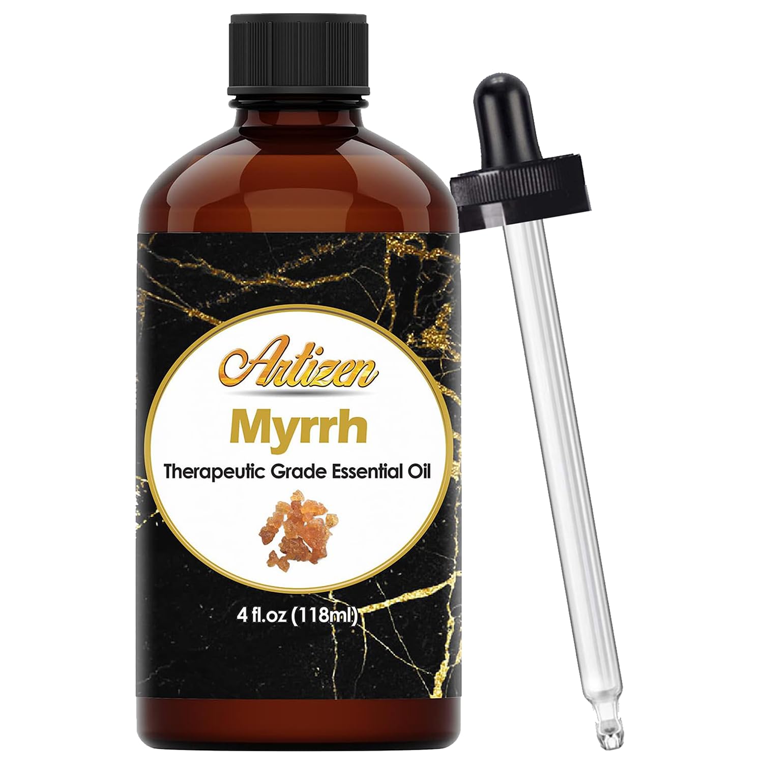 Artizen Myrrhe: bouteille 4oz en verre, protection UV pour une aromathérapie fiable.