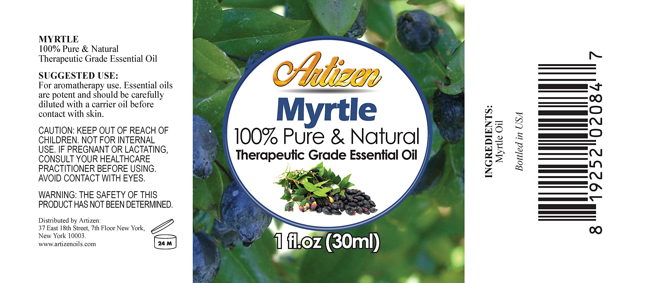 Artizen huile de myrte avec compte-gouttes, dosage précis pour routines aromatiques.