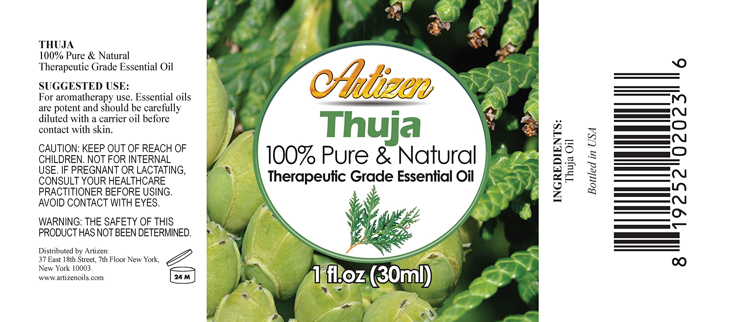 Thuja Artizen: flacon verre UV prêt pour diffusion et ambiance.