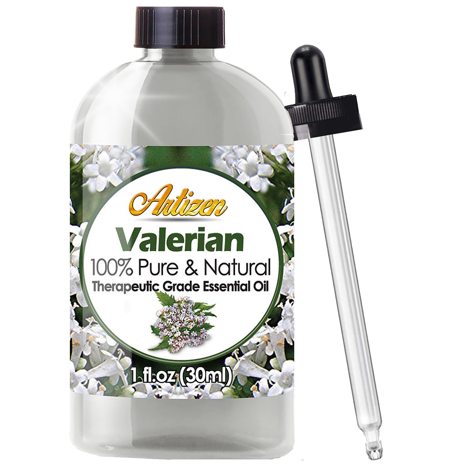 Artizen Valériane huile essentielle, bouteille, idéale pour favoriser la détente nocturne.