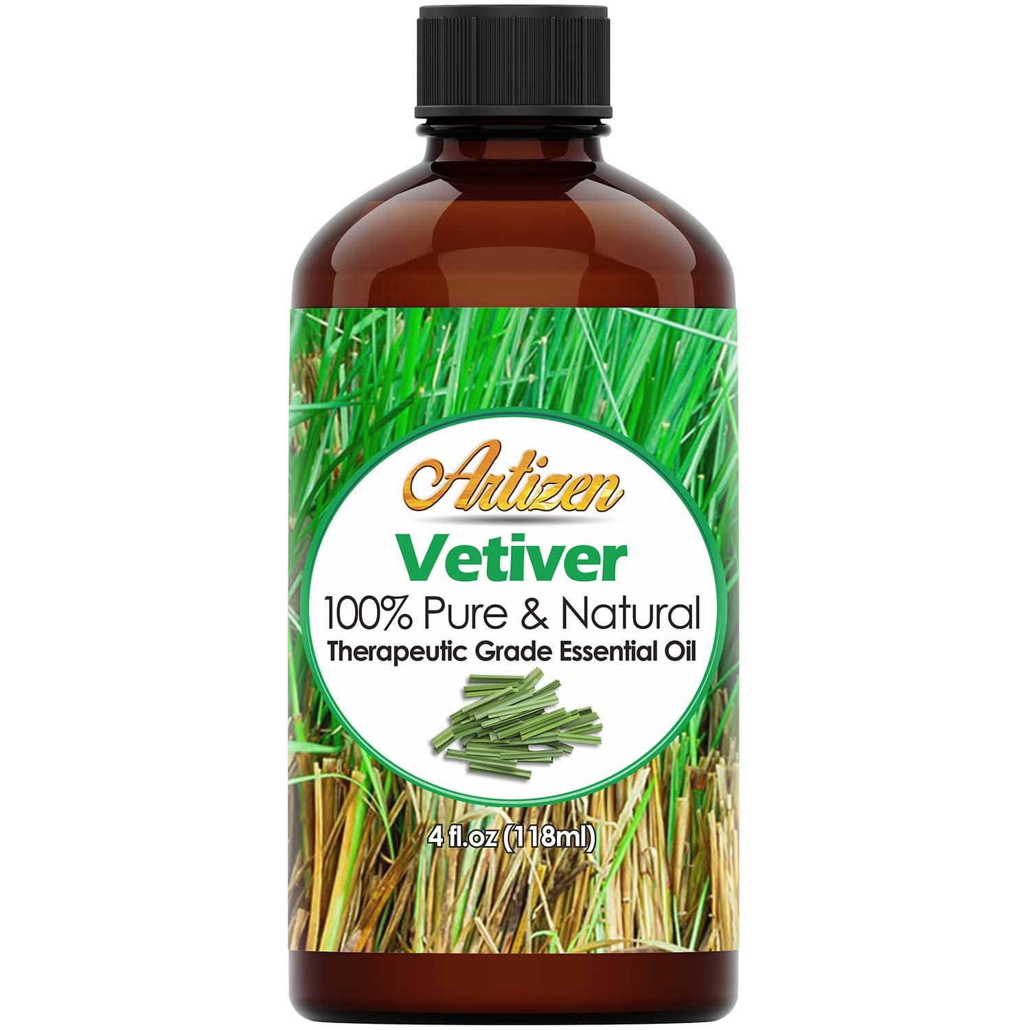 Artizen Vetiver – bouteille pipette: huile pure prête à diffuser.
