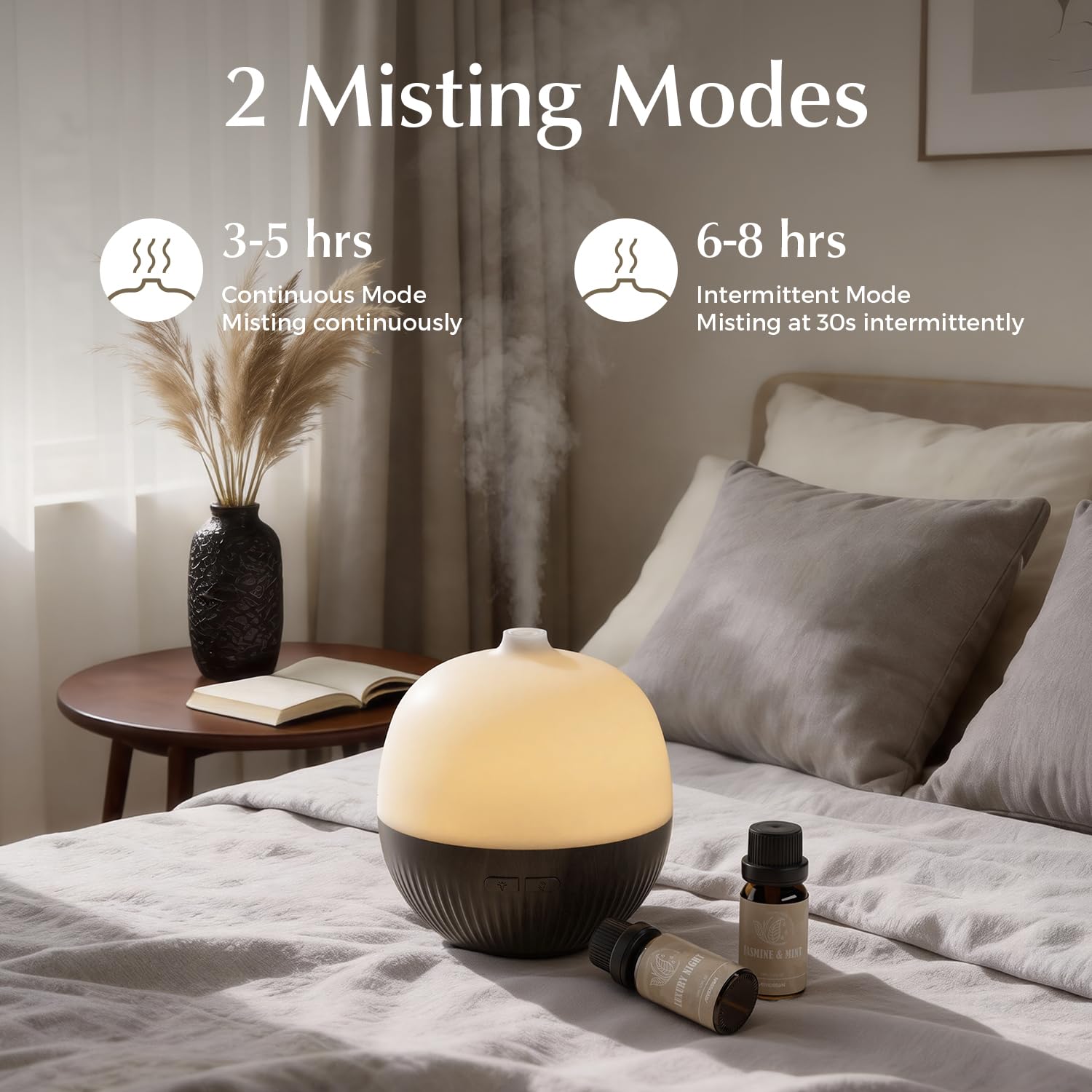 Diffuseur silencieux ultrasonique avec arrêt automatique pour sécurité nocturne.