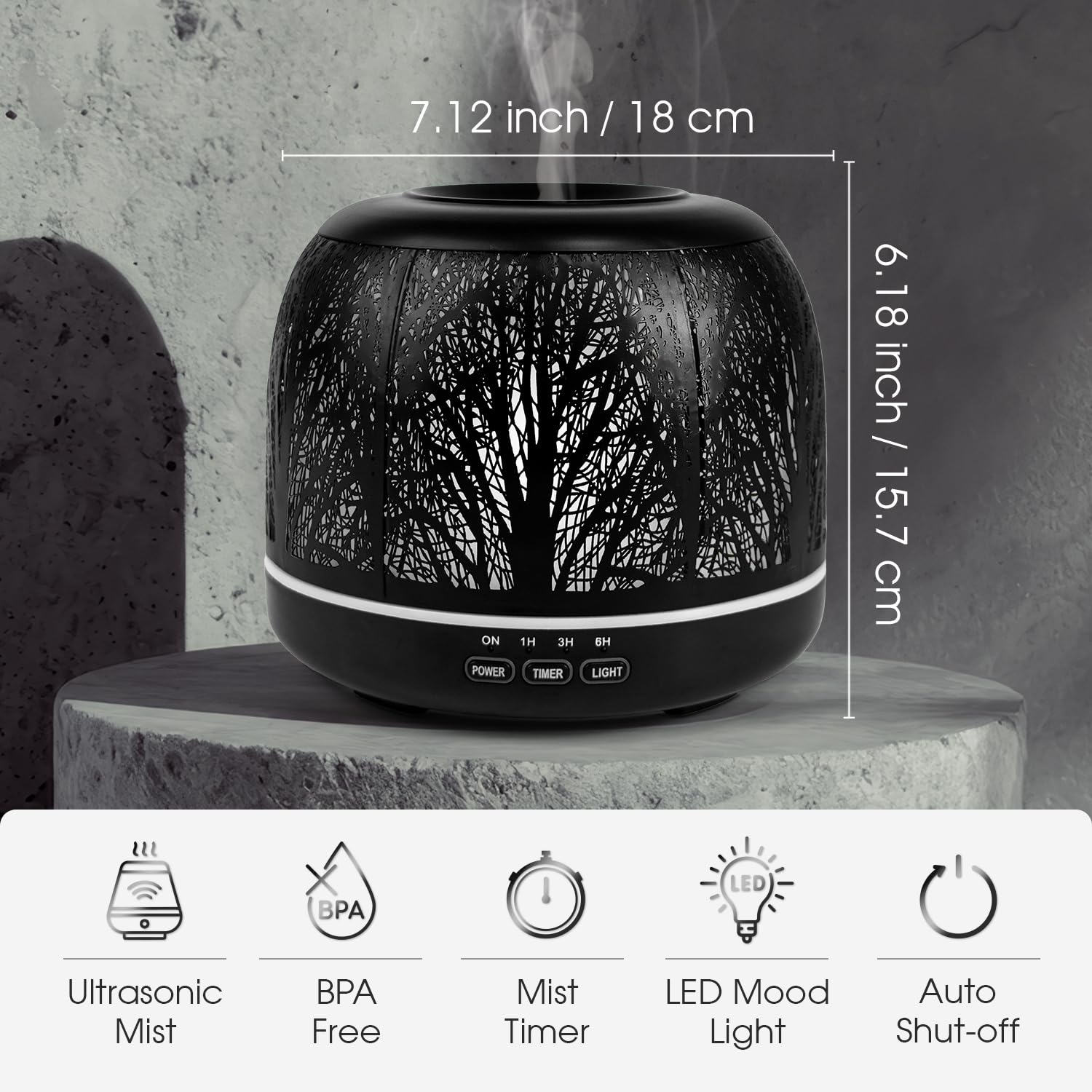 ARVIDSSON diffuseur ultrasonique LED 7 couleurs, crée une ambiance apaisante dans n'importe quelle pièce.