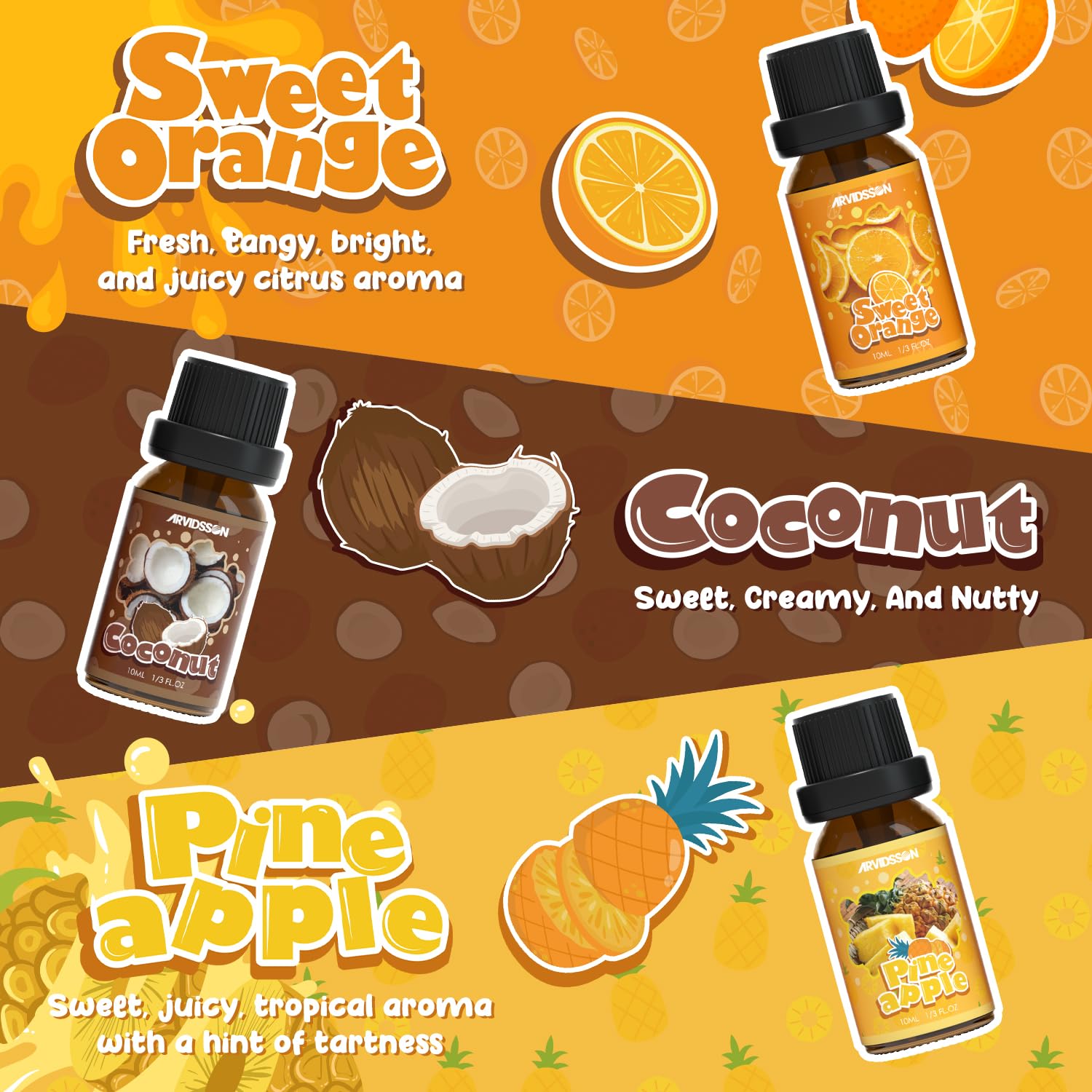 ARVIDSSON huile fruits coco-cremeux : touche gourmande pour realisations maison et bougies.