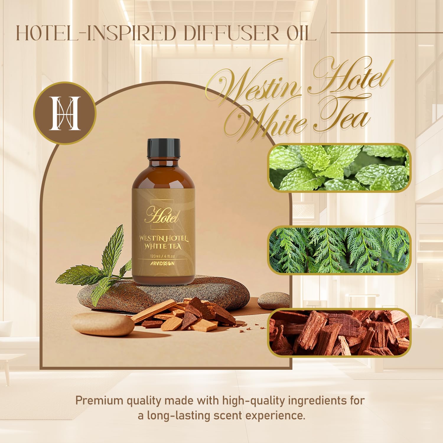 ARVIDSSON huile diffuseur Hôtel Westin : diffusion durable pour une pièce accueillante toute la journée.