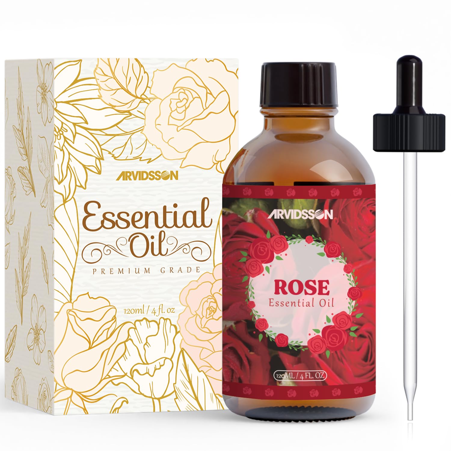 ARVIDSSON Rose : bouteille d'huile essentielle rose, parfum durable pour diffusion et spa à domicile