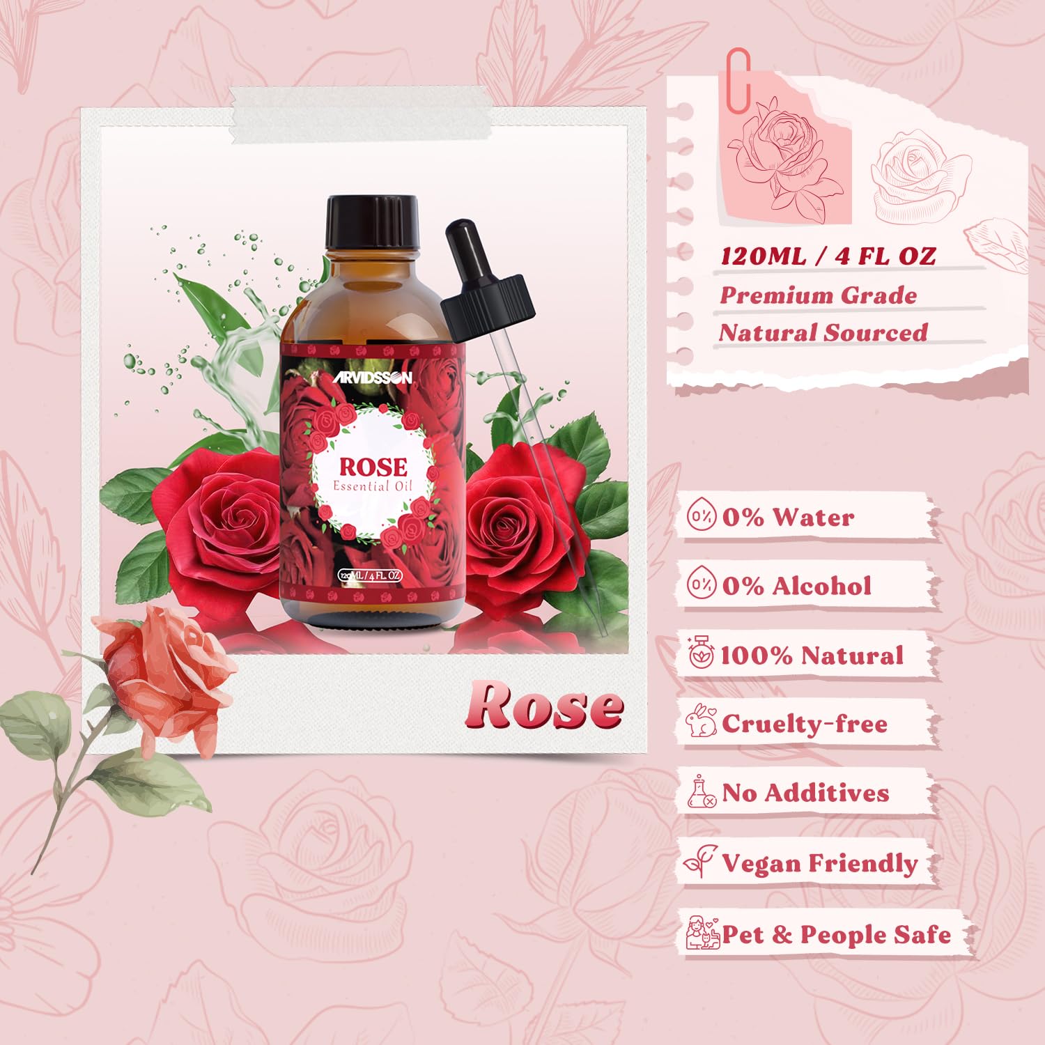 ARVIDSSON Rose : application sur peau diluée pour une expérience de massage apaisante