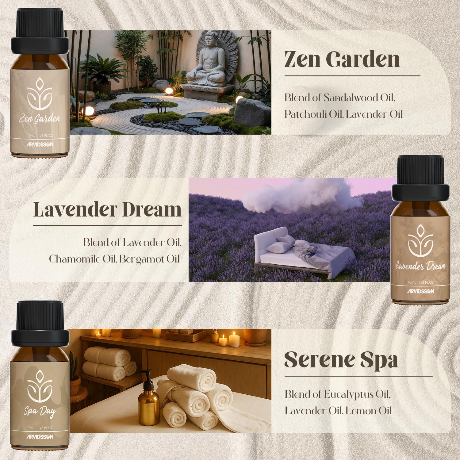 ARVIDSSON Serene Spa, bouteille aromatique créant une ambiance sereine et spa.