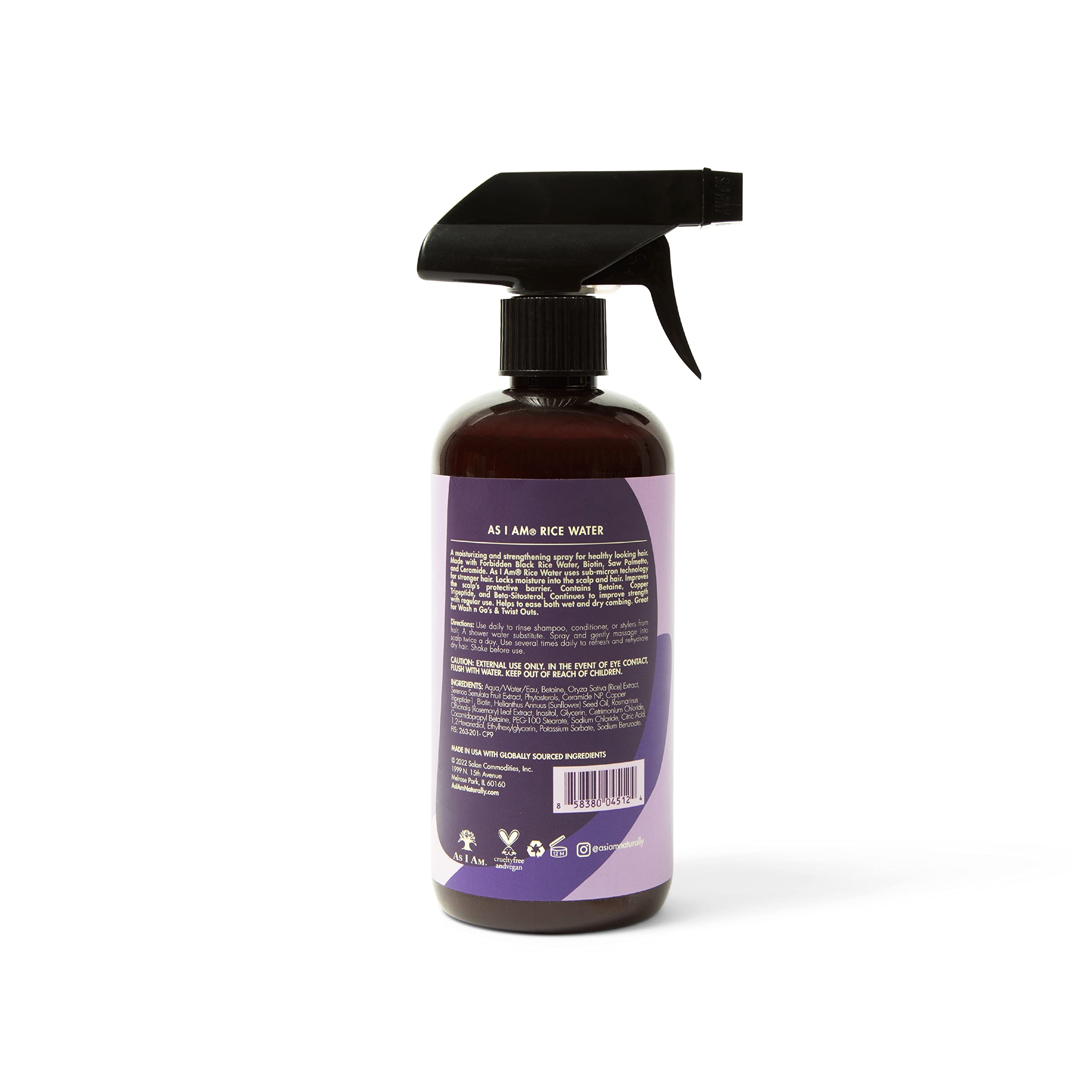 As I Am Spray Cheveux — flacon montrant la biotine, nourrissante sans protéines