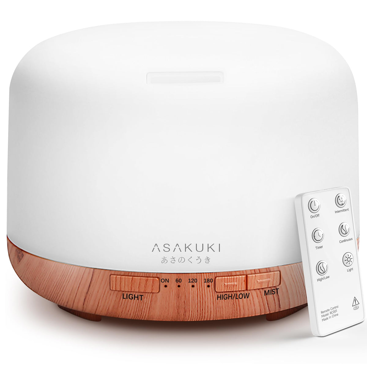 ASAKUKI Diffuseur: lumière LED et réservoir 500 ml pour aromathérapie efficace.